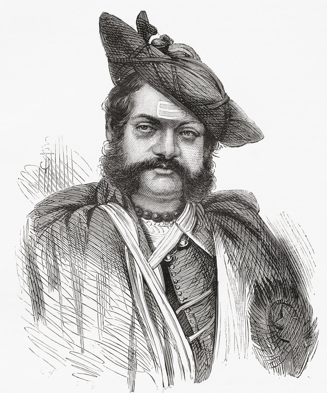 Jayajirao Scindia, Gwalior maharadzsa, illusztráció az „El Mundo en la Mano”-ból, megjelent 1878 alkotó: European School