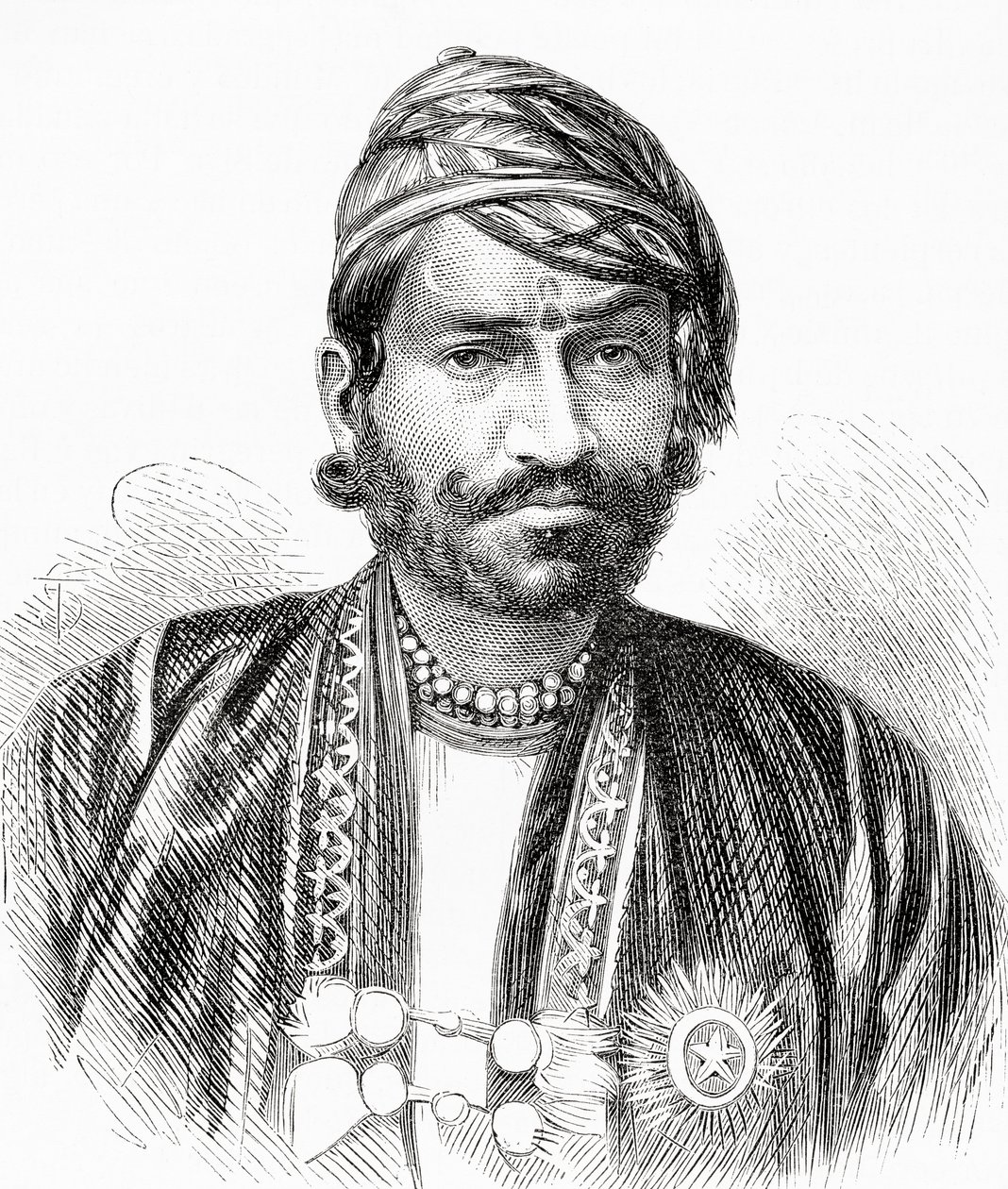 Maharaja Sawai Ram Singh, Maharaja of Jaipur, az „El Mundo in Le Mano”-ból, megjelent 1878 alkotó: European School