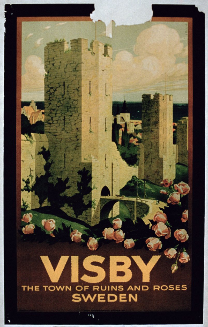 Visby városát reklámozó plakát, Svédország alkotó: European School