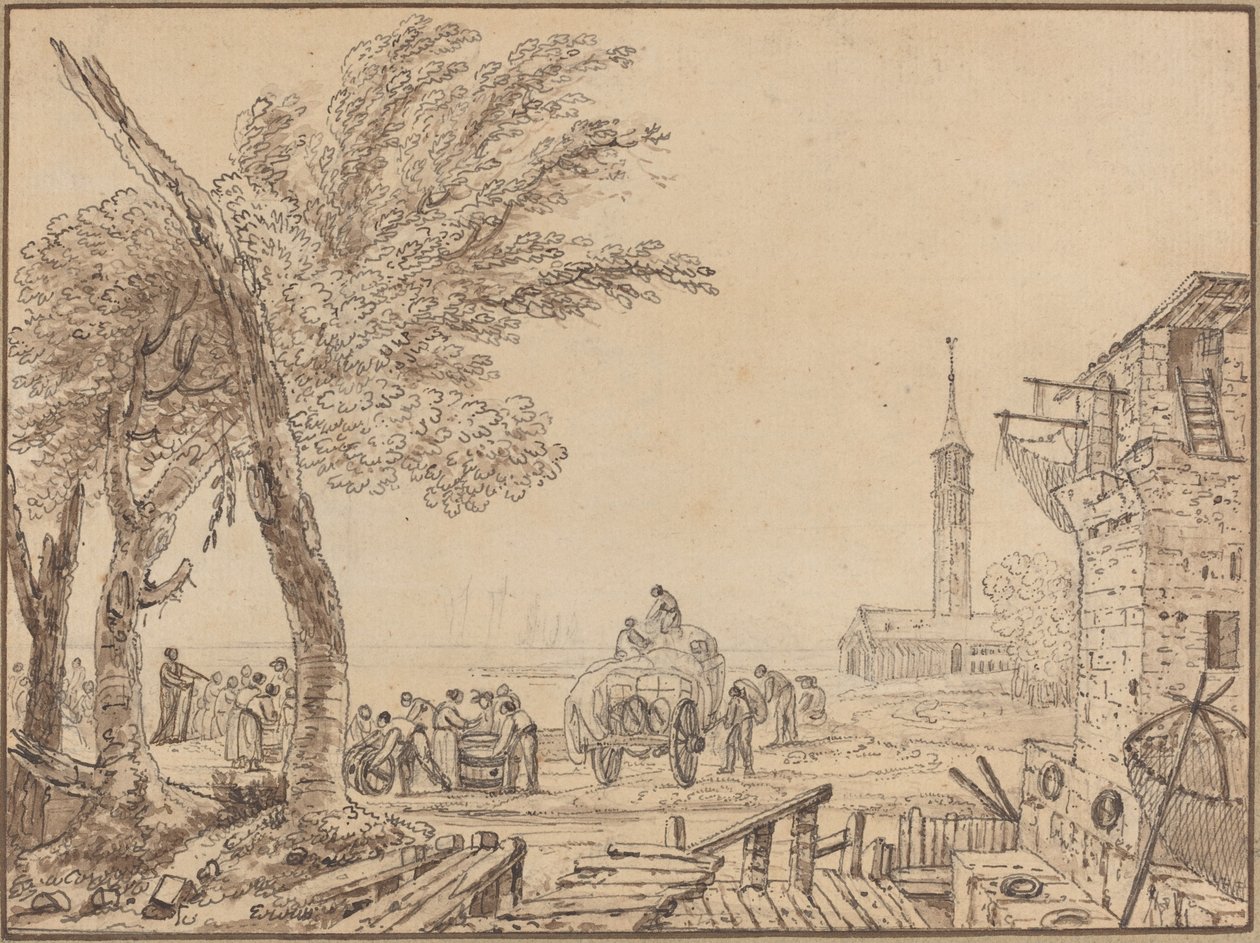 Kilátás egy kikötőre alkotó: European 18th Century