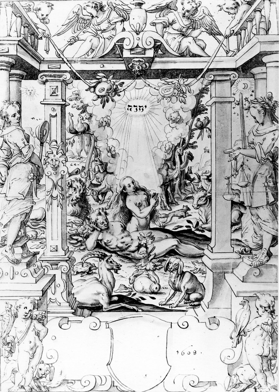 Ádám és Éva, 1609 (toll és tinta) alkotó: European School