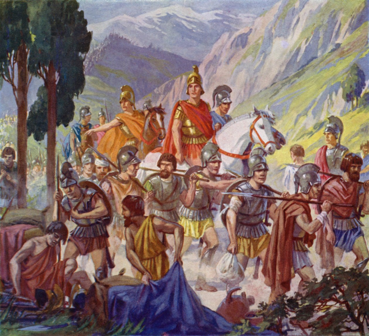 Nagy Sándor Közép-Ázsiában, Kr. e. 4. század (színes litográfia) alkotó: European School