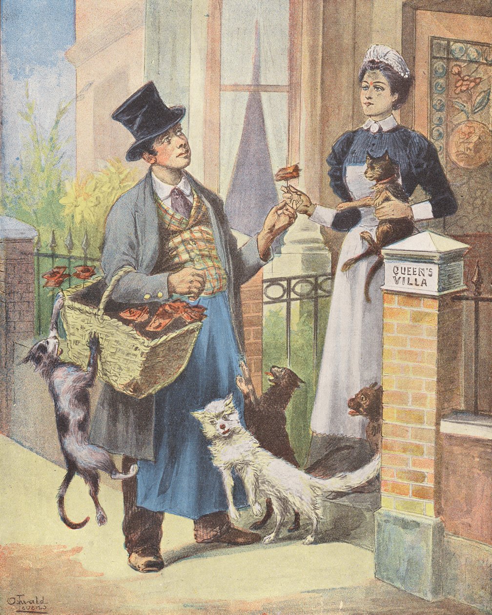 Macskahúsember, London (színes litográfia) alkotó: European School