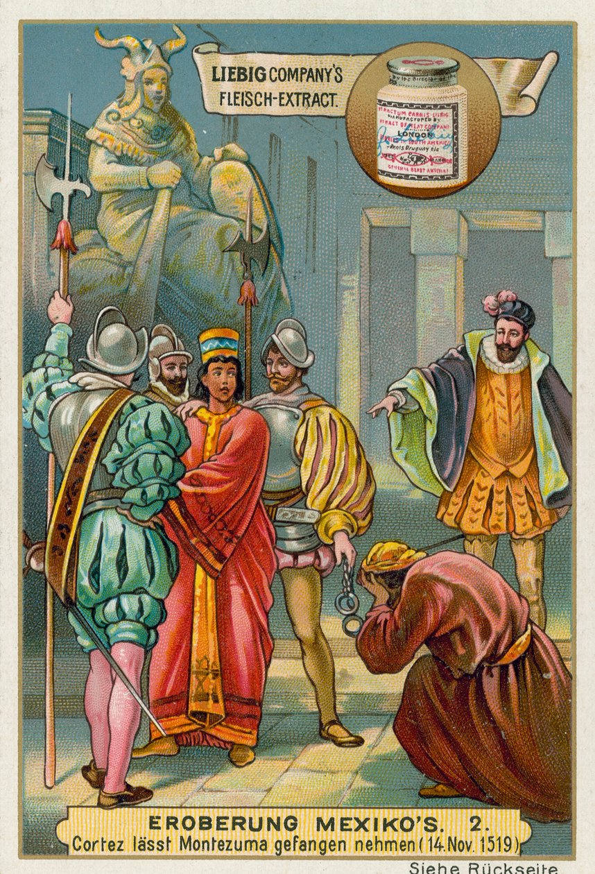 Mexikó meghódítása: Cortes letartóztatja II. Montezuma királyt. alkotó: European School