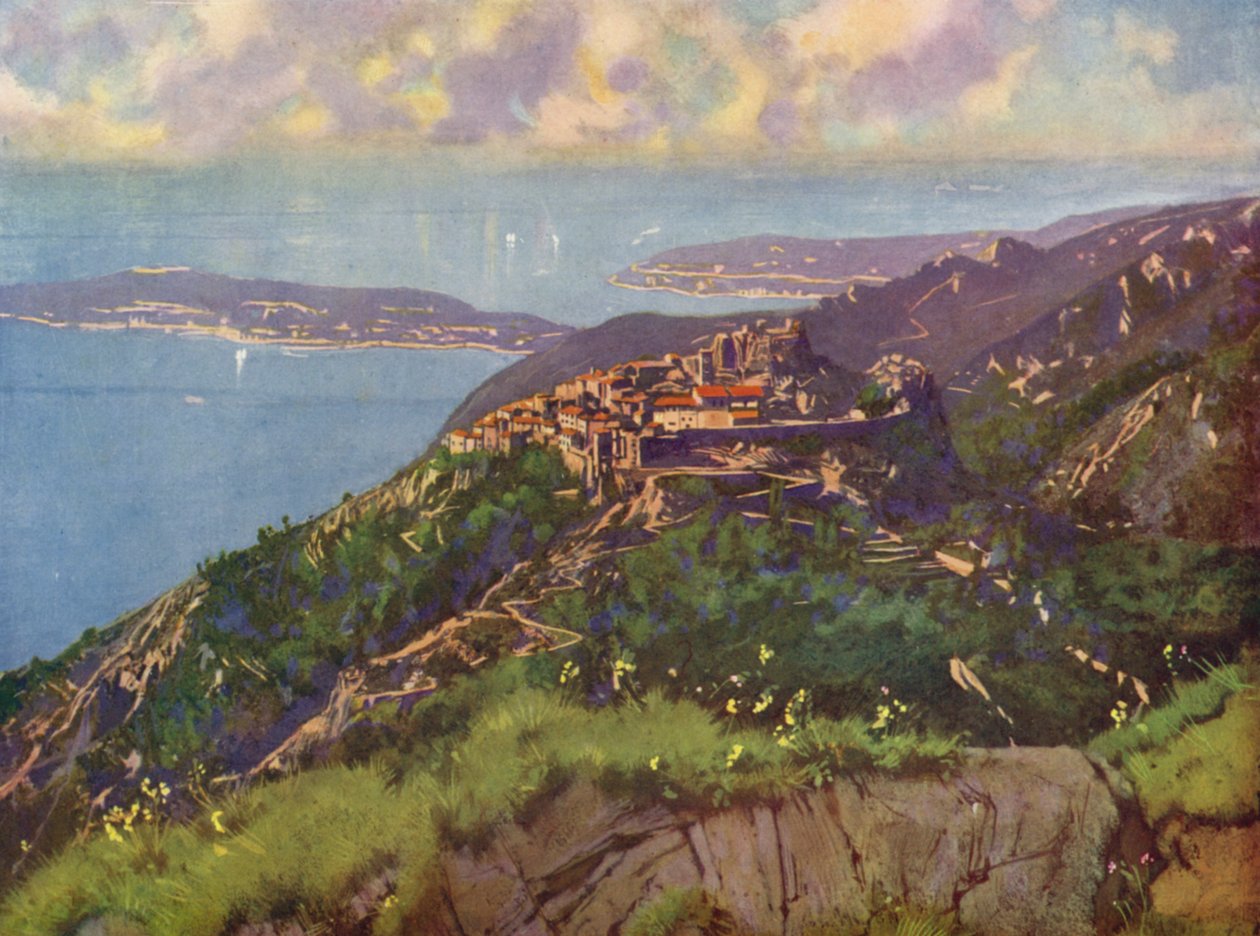 Eze, általános nézet (színes litográfia) alkotó: European School