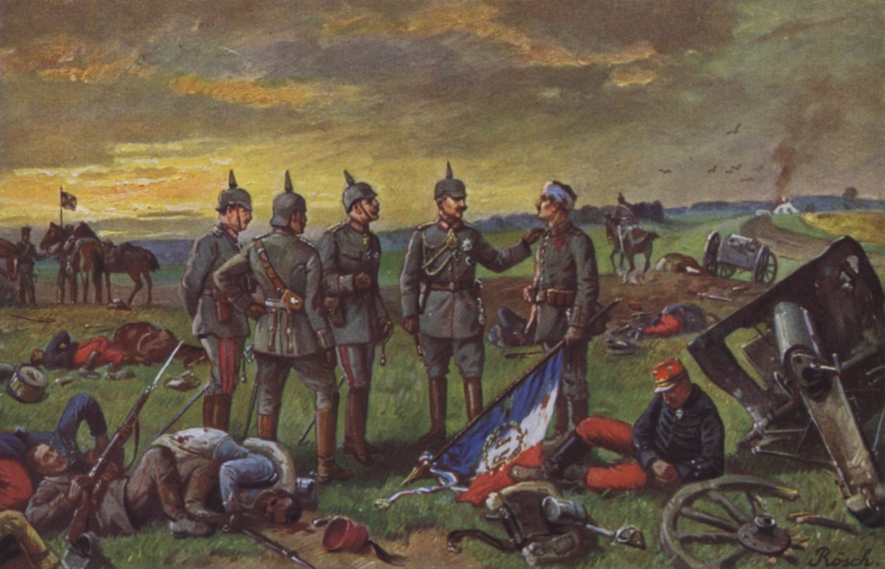 Német katonák a csatatéren a franciák felett aratott győzelem után, francia-porosz háború alkotó: European School