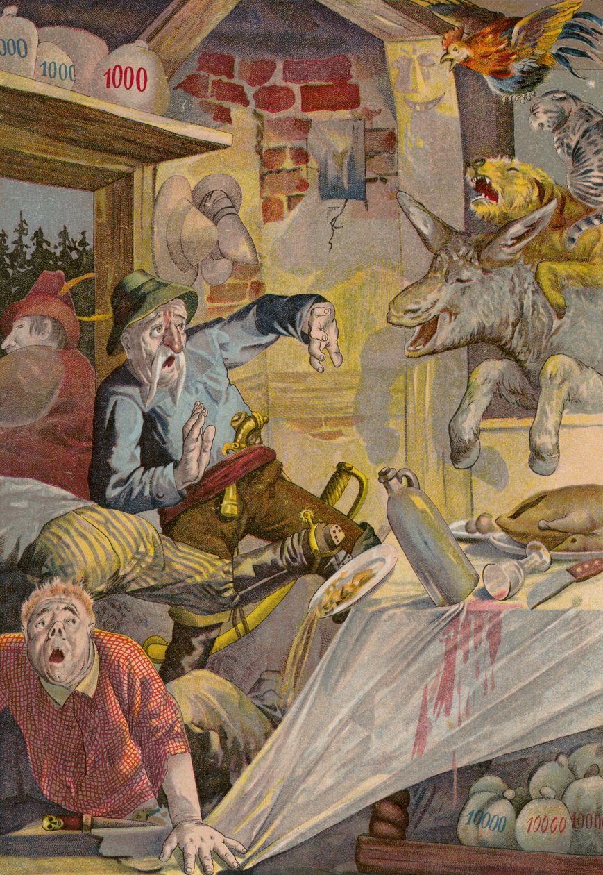 Grimms meséi: Brémai zenészek (chromolitho) alkotó: European School