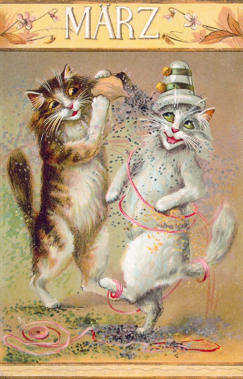 Humoros macskás képeslap (színes litográfia) alkotó: European School
