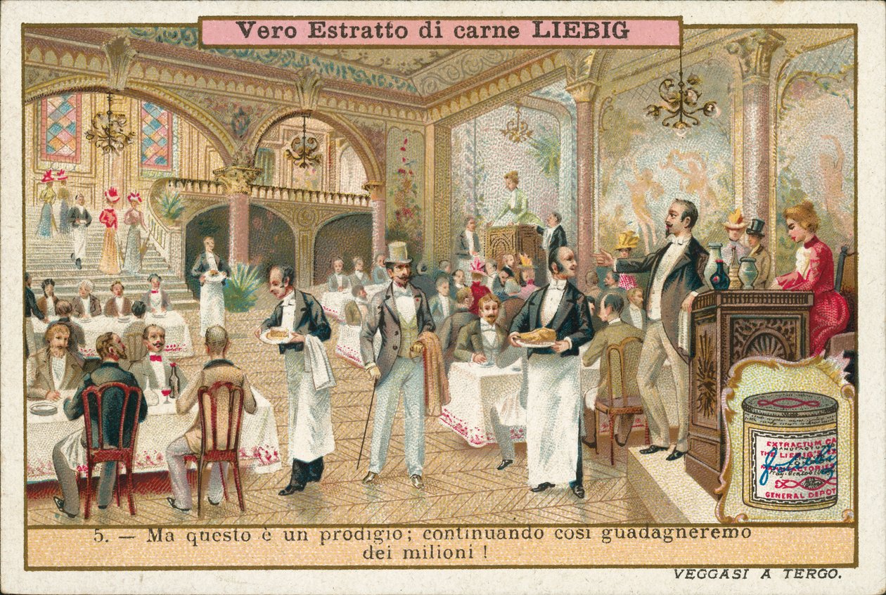 Egy étterem szerencséjének javulása egy új séf alkalmazása után (chromolitho) alkotó: European School