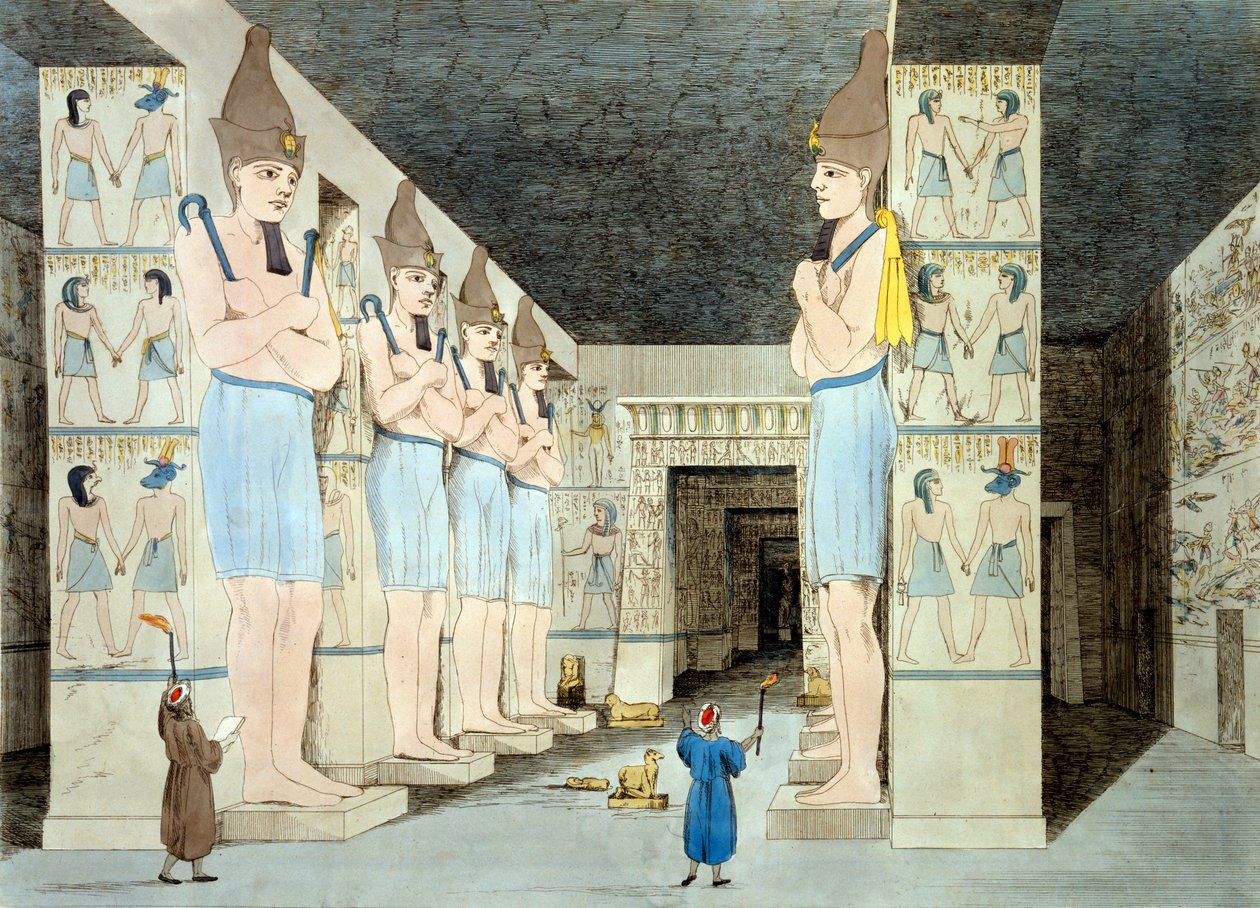 Ramszesz-templom belseje Abu Simbelben (színes rézkarc) alkotó: European School