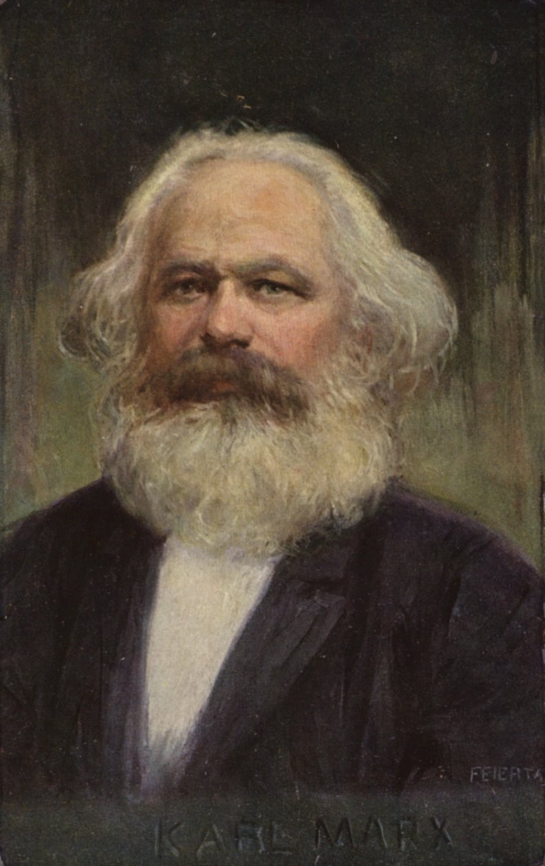 Karl Marx (1818-1883), német filozófus, közgazdász, történész és politikai teoretikus (színes litográfia) alkotó: European School