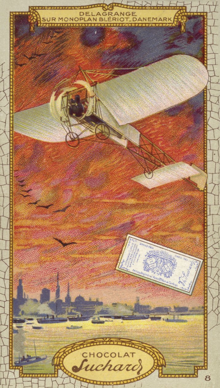 Leon Delagrange egy Bleriot monoplánon, Dánia (chromolitho) alkotó: European School