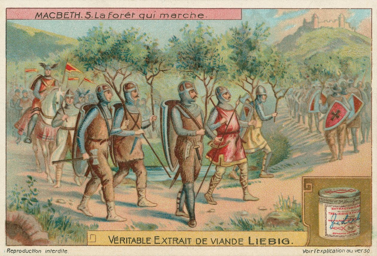 Macbeth. Az erdő, amely vonult, Liebig-kártya, 20. század eleje (kromo) alkotó: European School