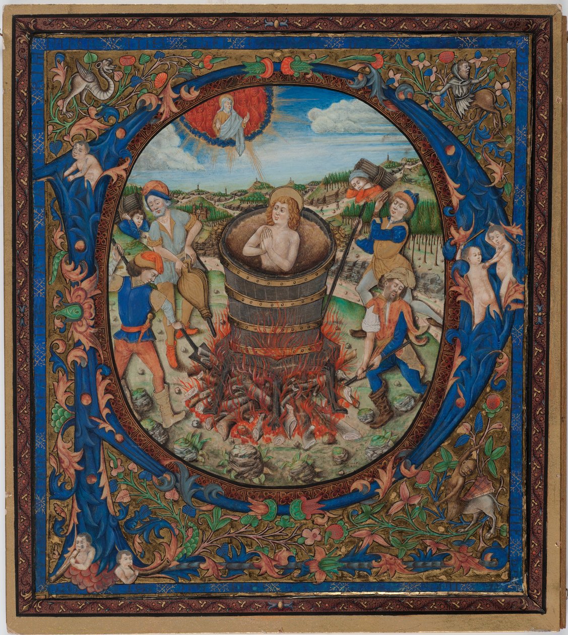Szent János evangélista mártíromsága (tempera pergamenre ragasztott kartonra) alkotó: European School