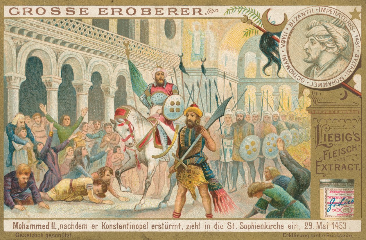 II. Mohamed Konstantinápolyban, Liebig-kártya, 20. század eleje (kromo) alkotó: European School