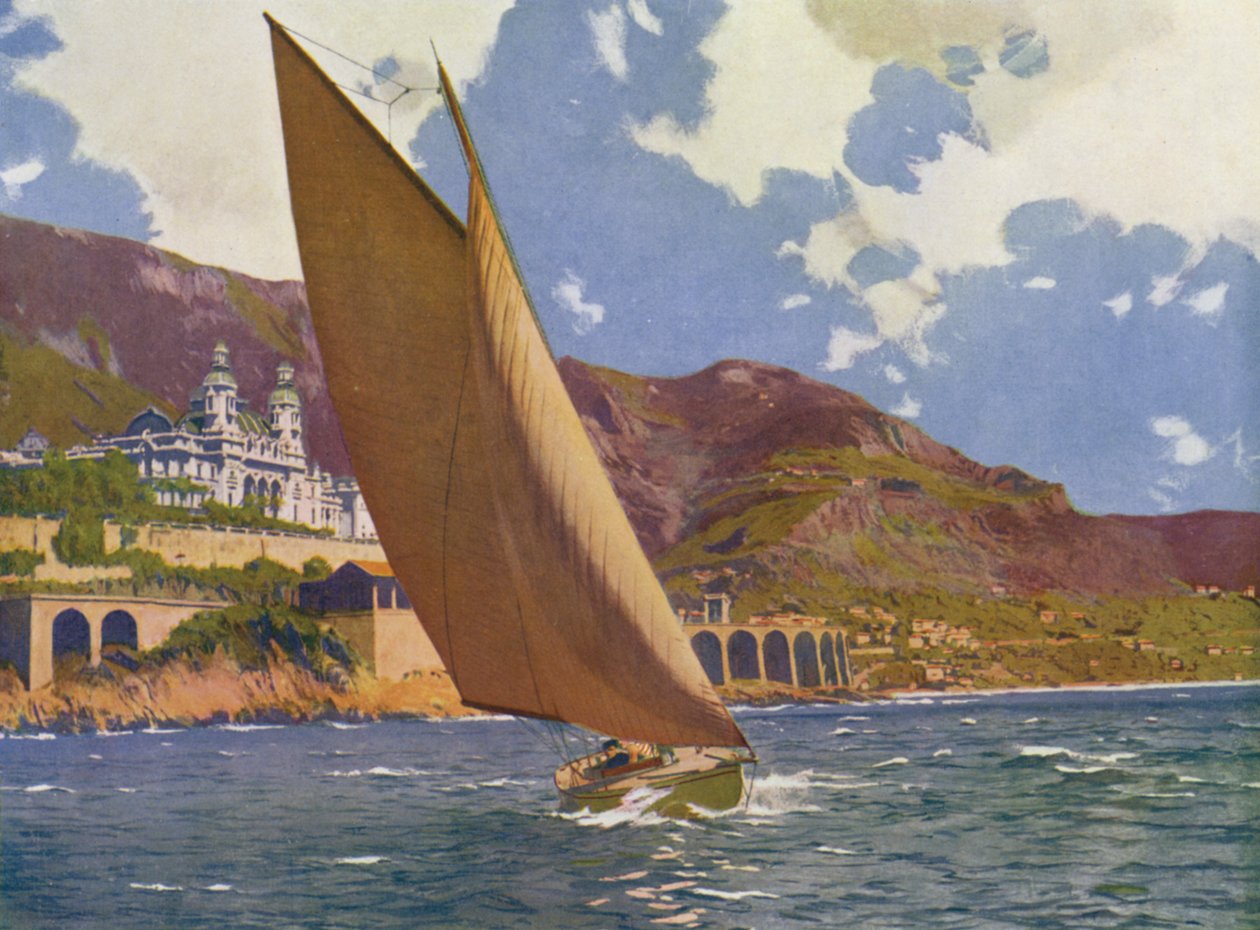 Monte-Carlo, A Yacht Race (színes litográfia) alkotó: European School