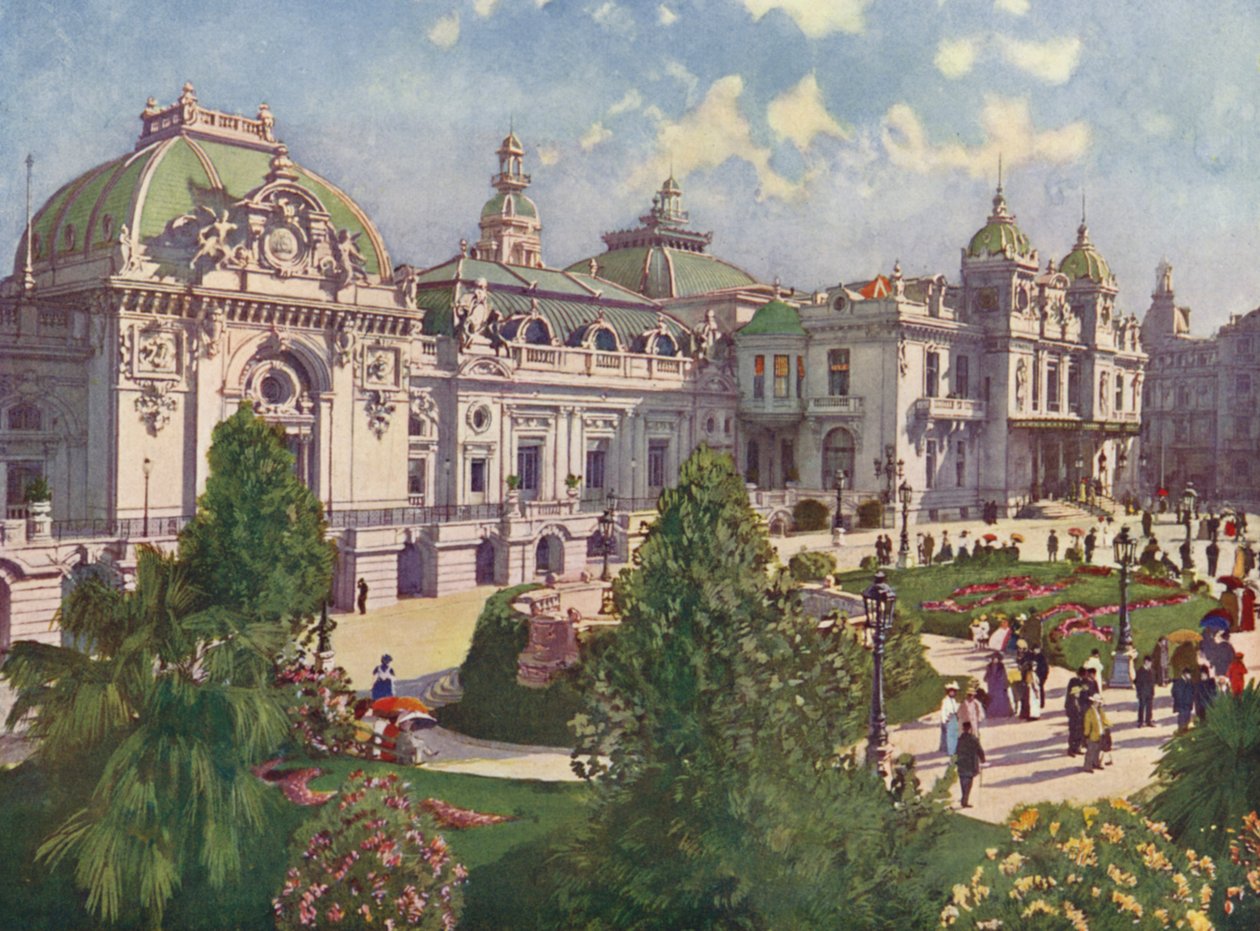 Monte-Carlo, A kaszinó homlokzata (színes litográfia) alkotó: European School