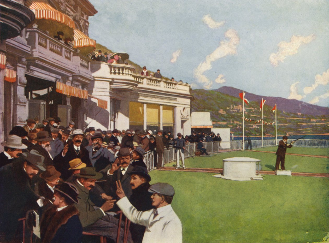 Monte-Carlo, Le Tir aux Pigeons (színes litográfia) alkotó: European School