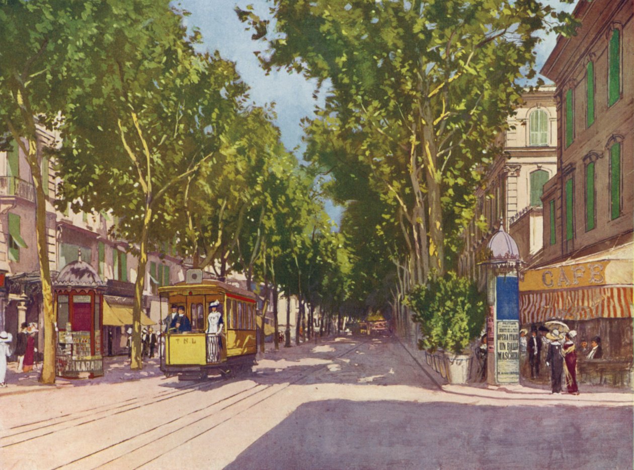 Nizza, Avenue de la Gare (színes litográfia) alkotó: European School