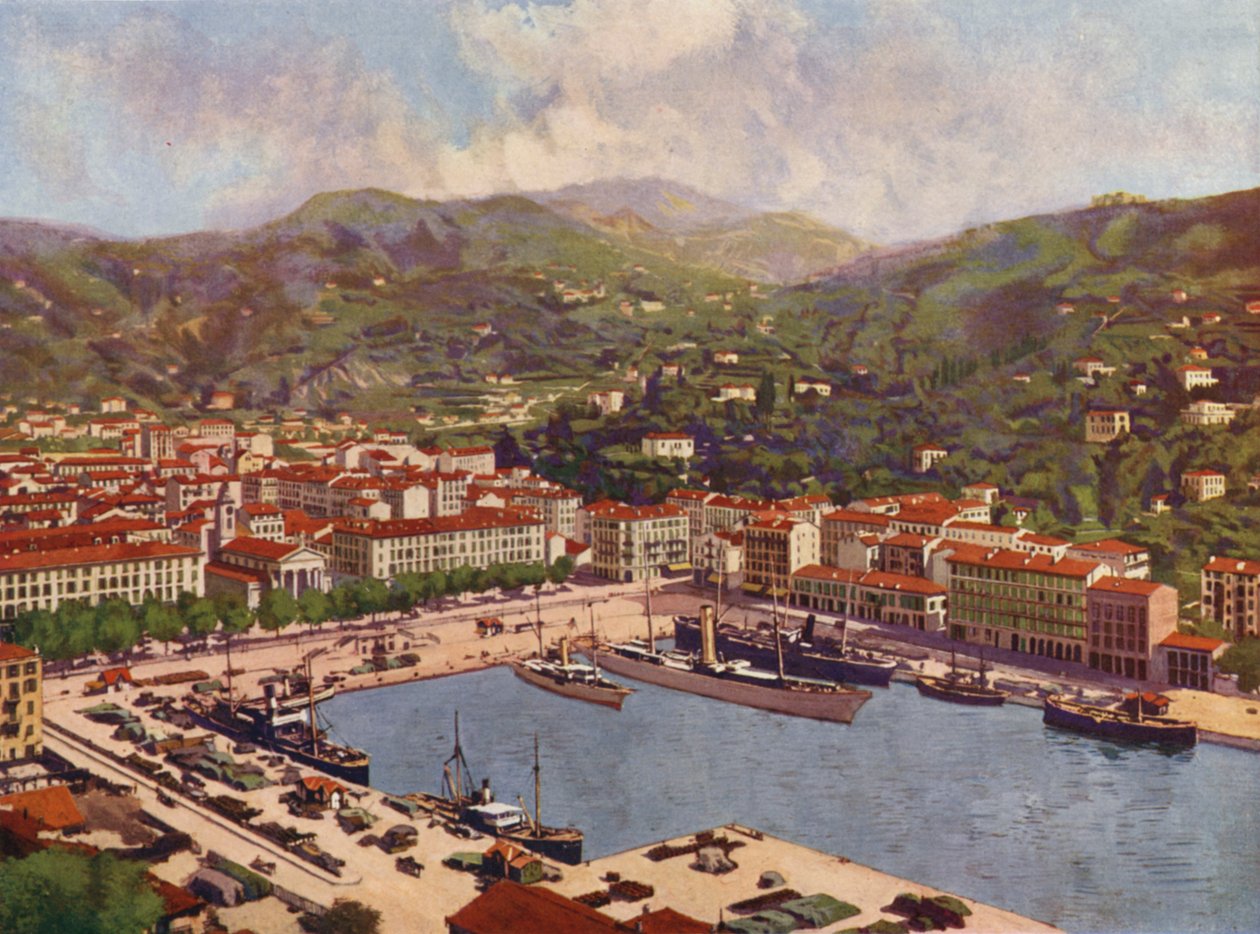 Nizza, Le Port (színes litográfia) alkotó: European School