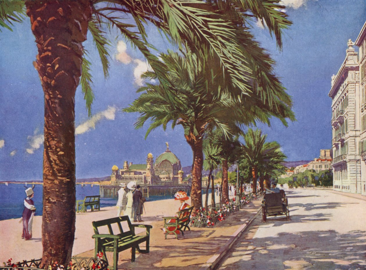 Nizza, Promenade du Midi (színes litográfia) alkotó: European School