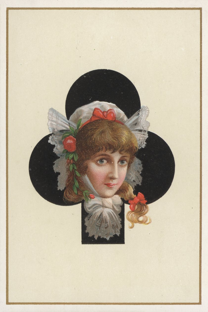 Lány portréja játékkártyán (színes litográfia) alkotó: European School