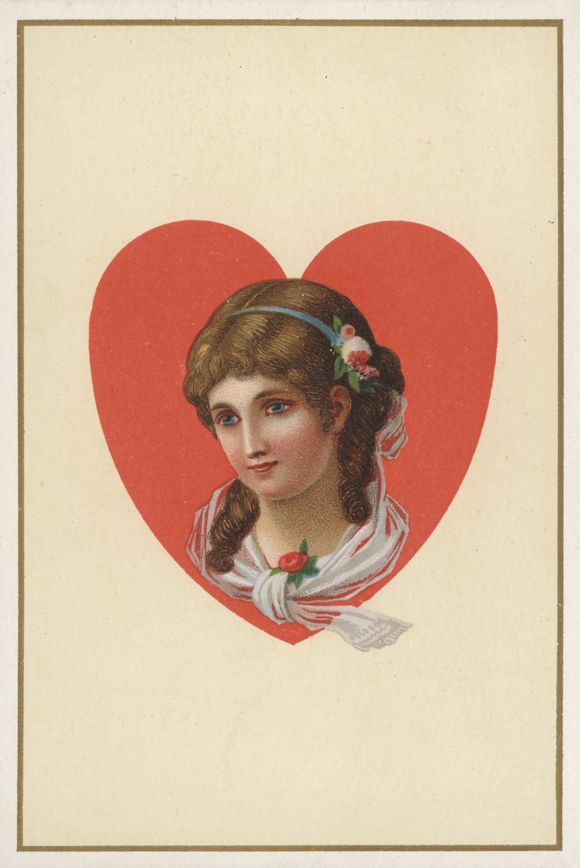 Lány portréja játékkártyán (színes litográfia) alkotó: European School