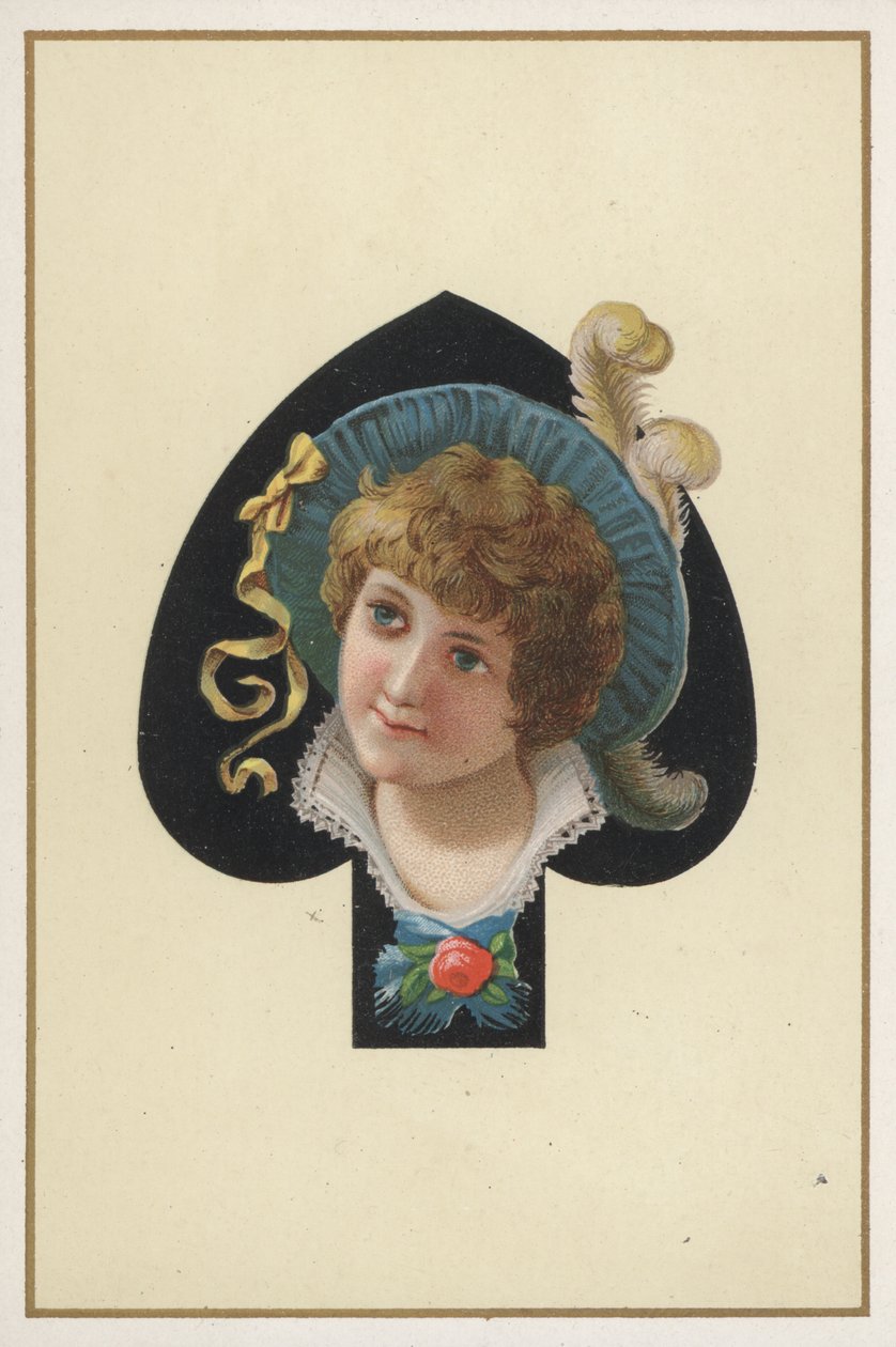 Lány portréja játékkártyán (színes litográfia) alkotó: European School