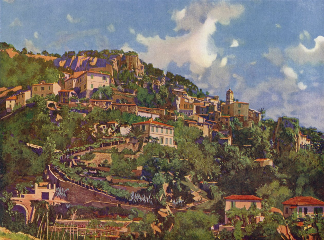 Roquebrune, általános nézet (színes litográfia) alkotó: European School