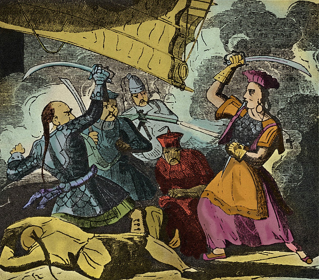 Shing Shi vagy Ching Shih (meghalt 1844-ben). századi kínai kalózasszony. Igazi flottát vezényelt, amellyel legyőzte Kwo Lang admirálist. alkotó: European School