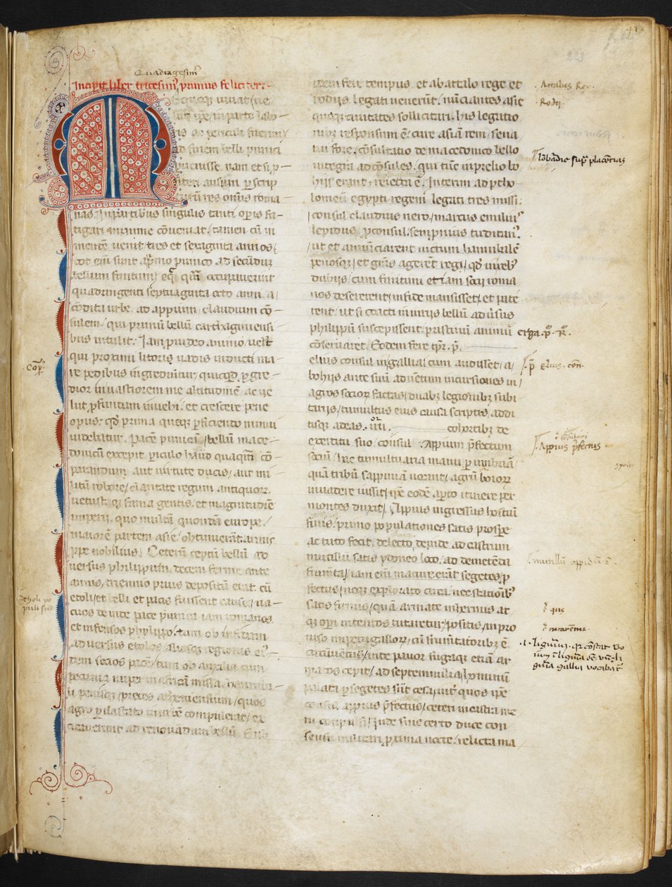 Titus Livius, Ab Urbe condita ("Codex Aginnensis"), f.223r, 1325-29 körül (pergamen kódex). alkotó: European School