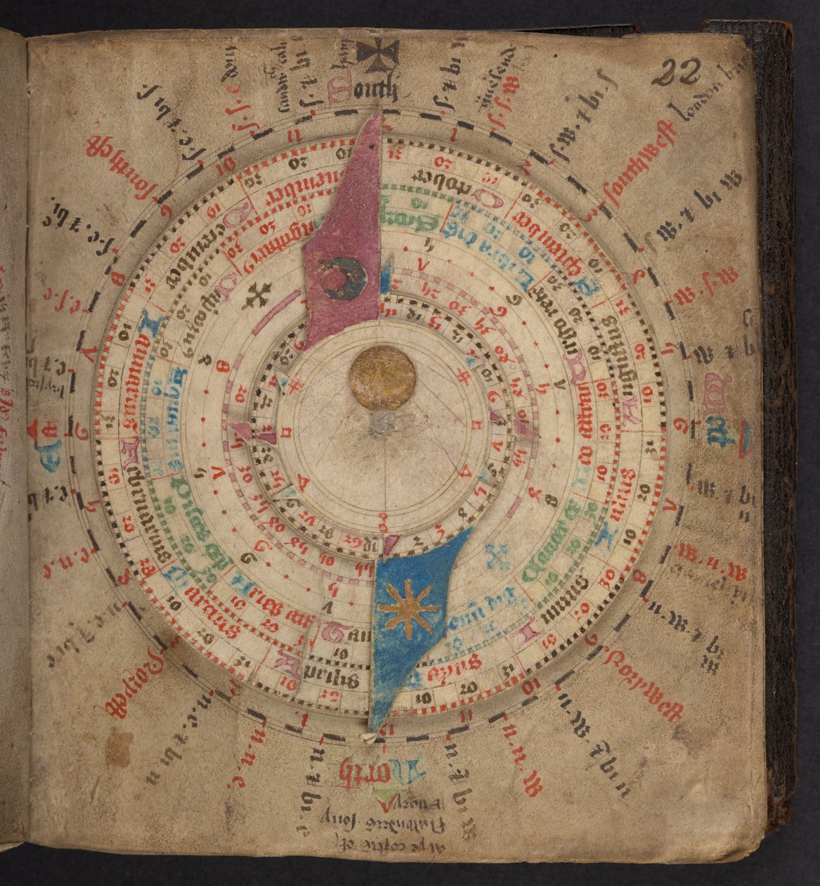 Volvelle csillagászati naptárból hold- és egyéb táblázatokkal, Egerton MS 848 alkotó: European School