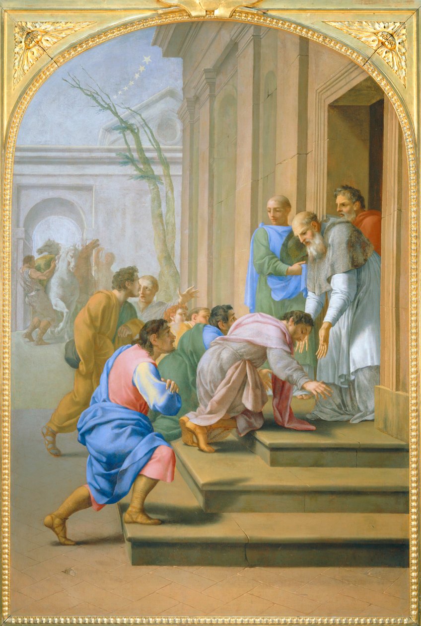 Arrivee de saint Bruno à Grenoble chez saint Hugues - Szent Brúnó érkezése Grenoble-ba, Szent Hugó házába ... alkotó: Eustache (studio of) Le Sueur