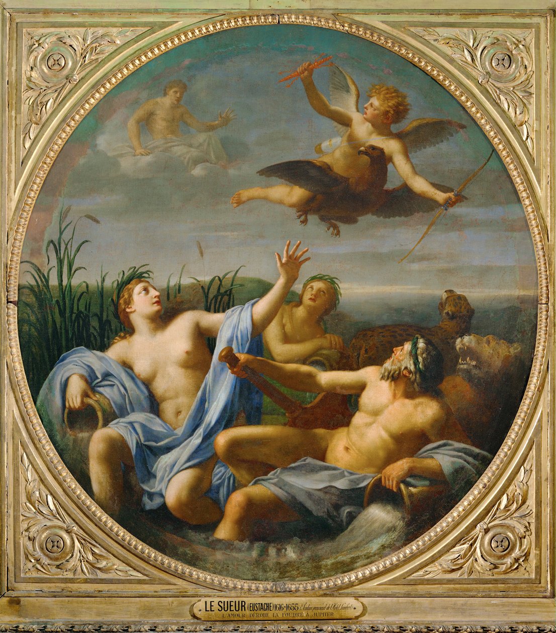A szerelem, miután Jupiter villámát elhárította, elrepül ... alkotó: Eustache (studio of) Le Sueur