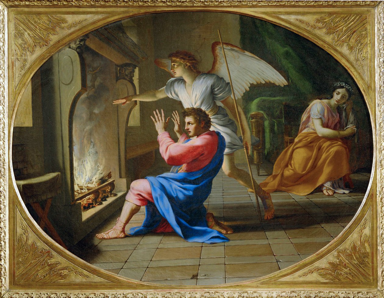 Tobias és Sara nászéjszakája - a nászéjszaka ... alkotó: Eustache (studio of) Le Sueur