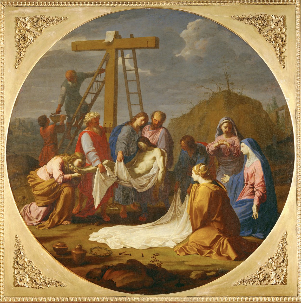 A keresztről való letétbe helyezés - Letétbe helyezés ... alkotó: Eustache (studio of) Le Sueur