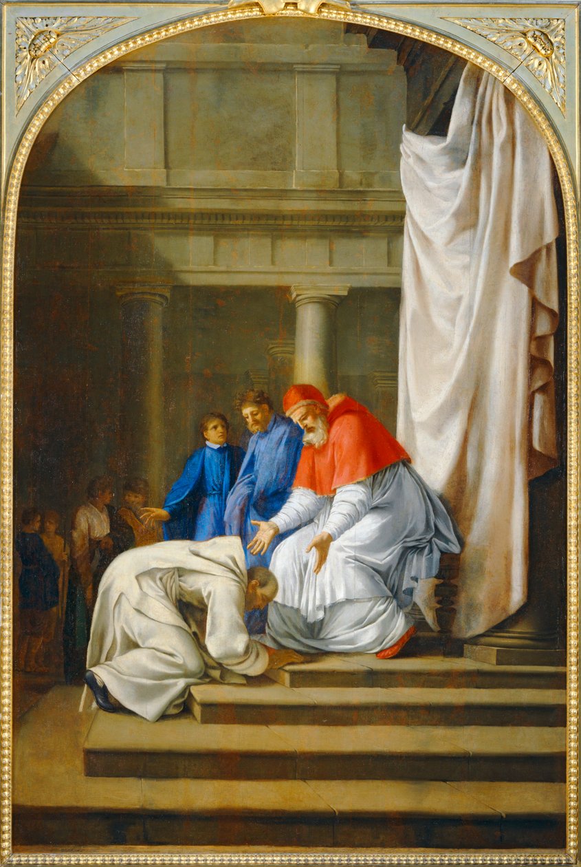 Saint Bruno aux pieds du pape Urbain II - Szent Brúnó II. urbán pápa lábainál. 1645-1648 ... alkotó: Eustache (studio of) Le Sueur