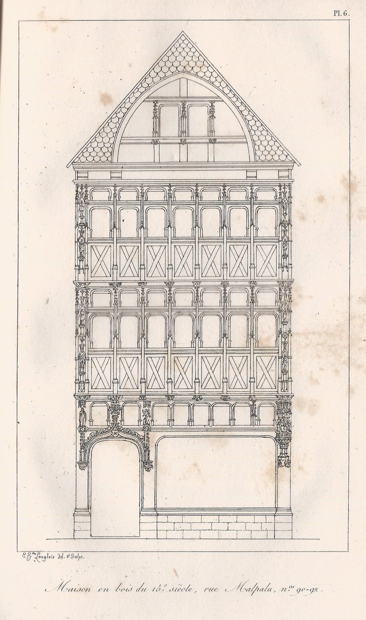 15. századi faház rue Malpalu n ° 90-92 alkotó: Eustache Hyacinthe Langlois