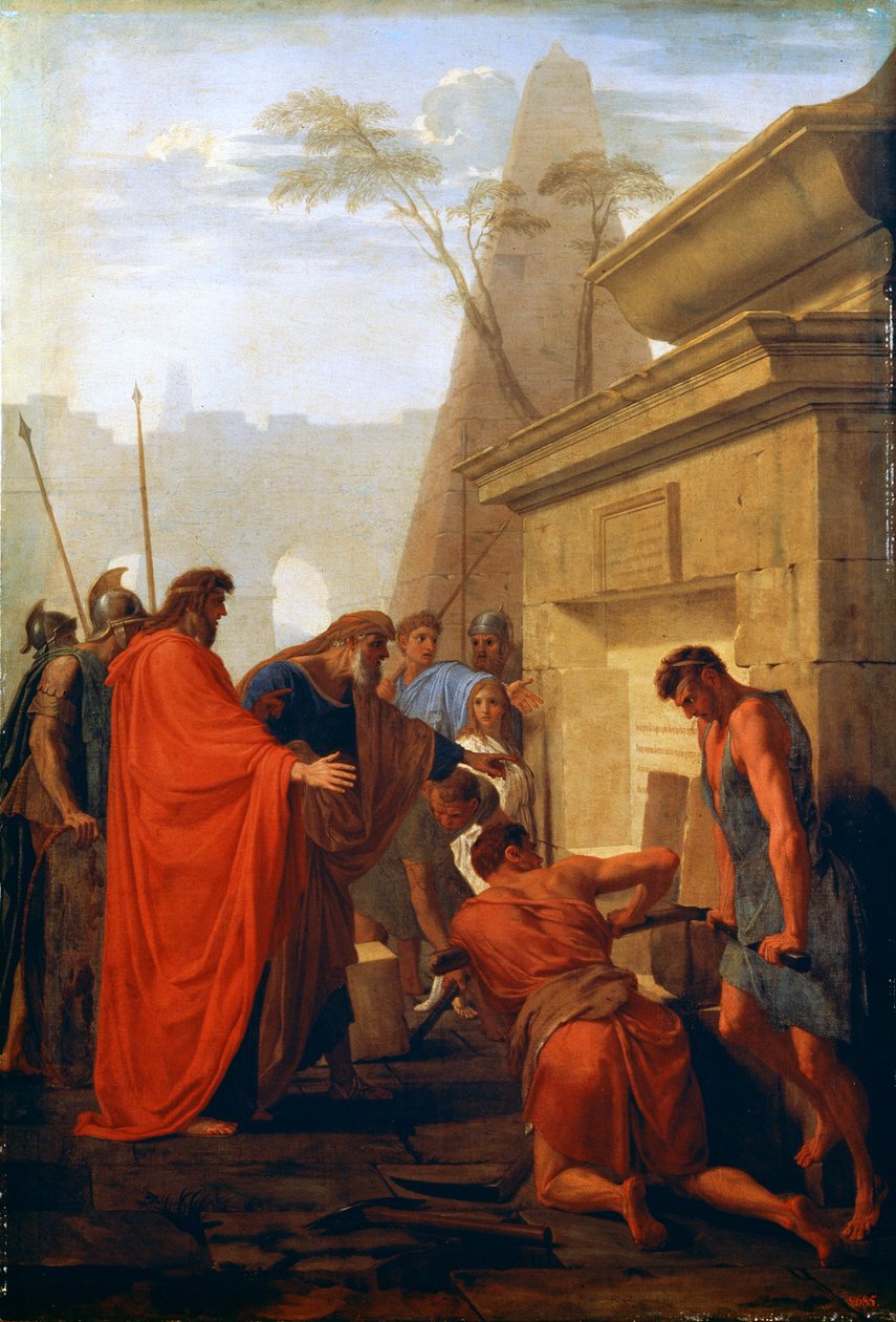 Nagy Dárius megnyitja Nitocris sírját, 17. század alkotó: Eustache Le Sueur