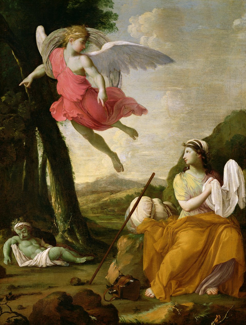 Hágár és Izmael megmenekül az angyal által, 1648 körül alkotó: Eustache Le Sueur
