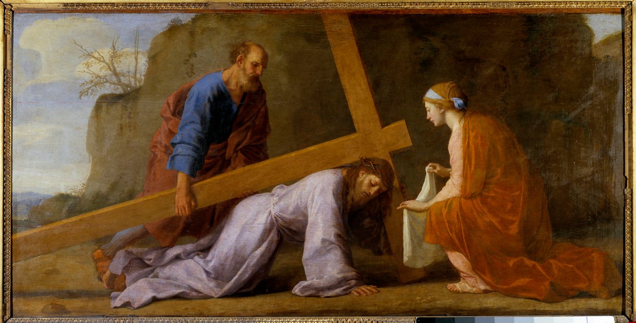 Jézus a keresztjét hordozó (a keresztet vagy a kereszt útját hordozó), 1651 körül (olaj, vászon) alkotó: Eustache Le Sueur