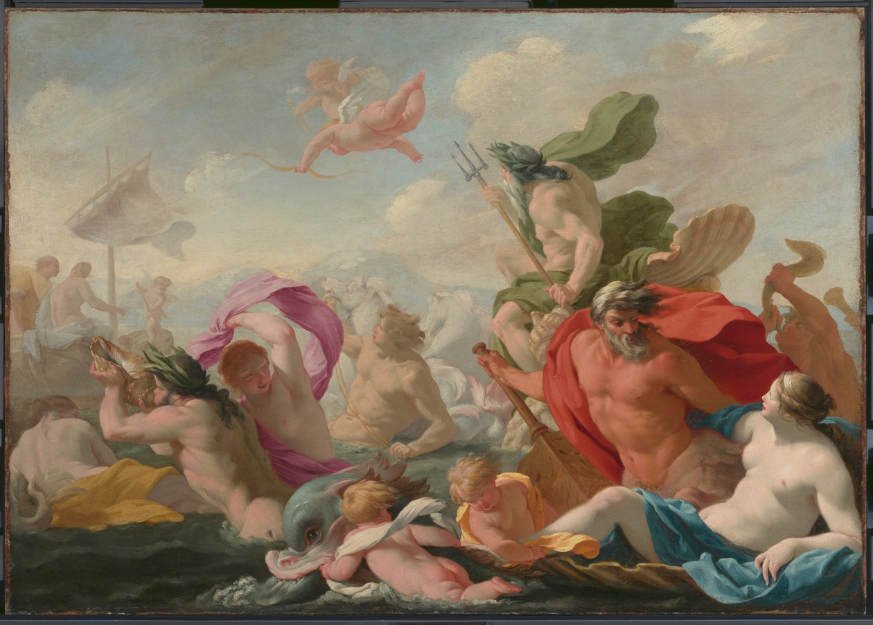 Meeresgötter huldigen der Liebe alkotó: Eustache Le Sueur