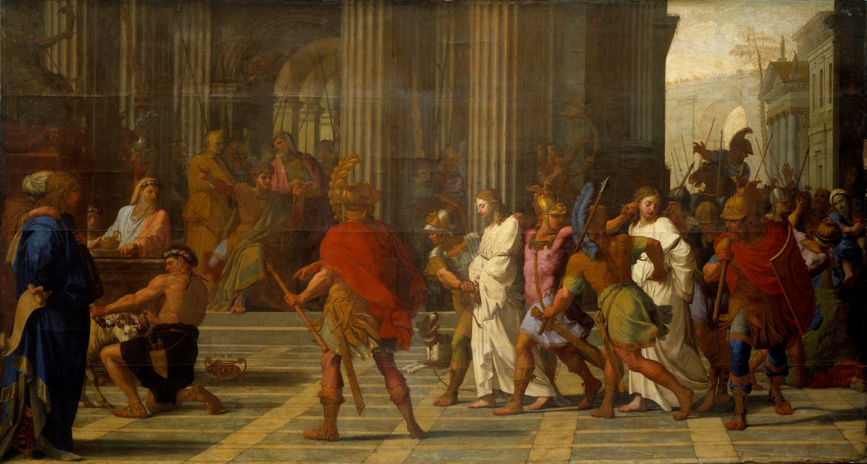 Szent Gervais és Szent Protaisz Asztázis elé állítottak, nem hajlandók áldozni Jupiternek alkotó: Eustache Le Sueur