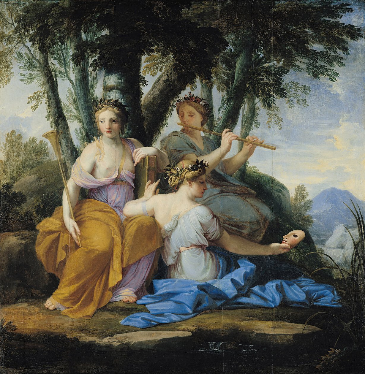 A múzsák, Clio, Euterpe és Thalia, 1652-55 körül (olaj, panel) alkotó: Eustache Le Sueur
