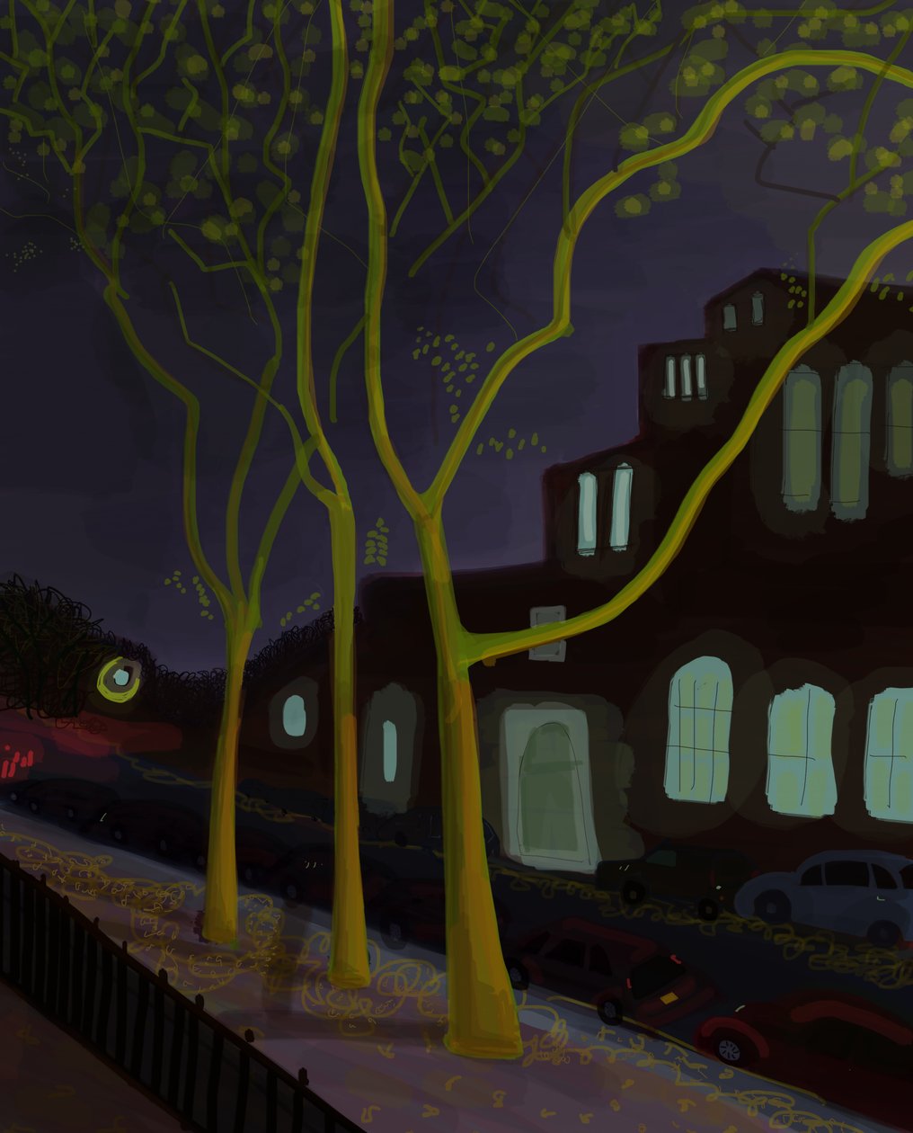 11th Street At Night, 2016 (kézzel rajzolva egy iPad-en egy Apple ceruzával) alkotó: Evan Sklar