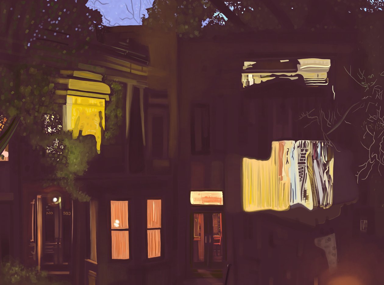 Brownstones at Night , 2020-24 körül (digitális művészet) alkotó: Evan Sklar