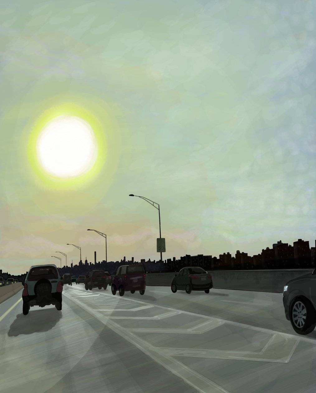 Bruckner Expressway , Brooklyn (digitális művészet) alkotó: Evan Sklar