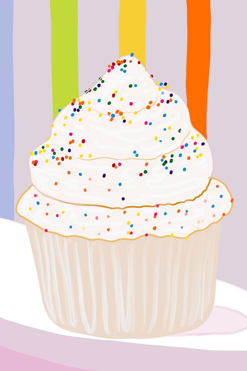 Cupcake vaníliás cukormázzal és szórással, Brooklyn (digitális művészet) alkotó: Evan Sklar