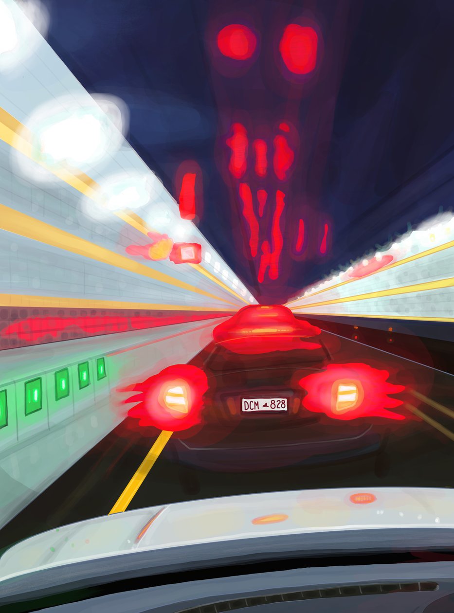 Éjszakai vezetés a Midtown Tunnelben (digitális művészet) alkotó: Evan Sklar