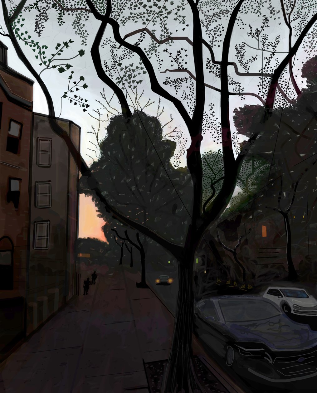 Fifth Street, Brooklyn, augusztus, 2016 (kézzel rajzolva egy iPad-en egy Apple ceruzával) alkotó: Evan Sklar